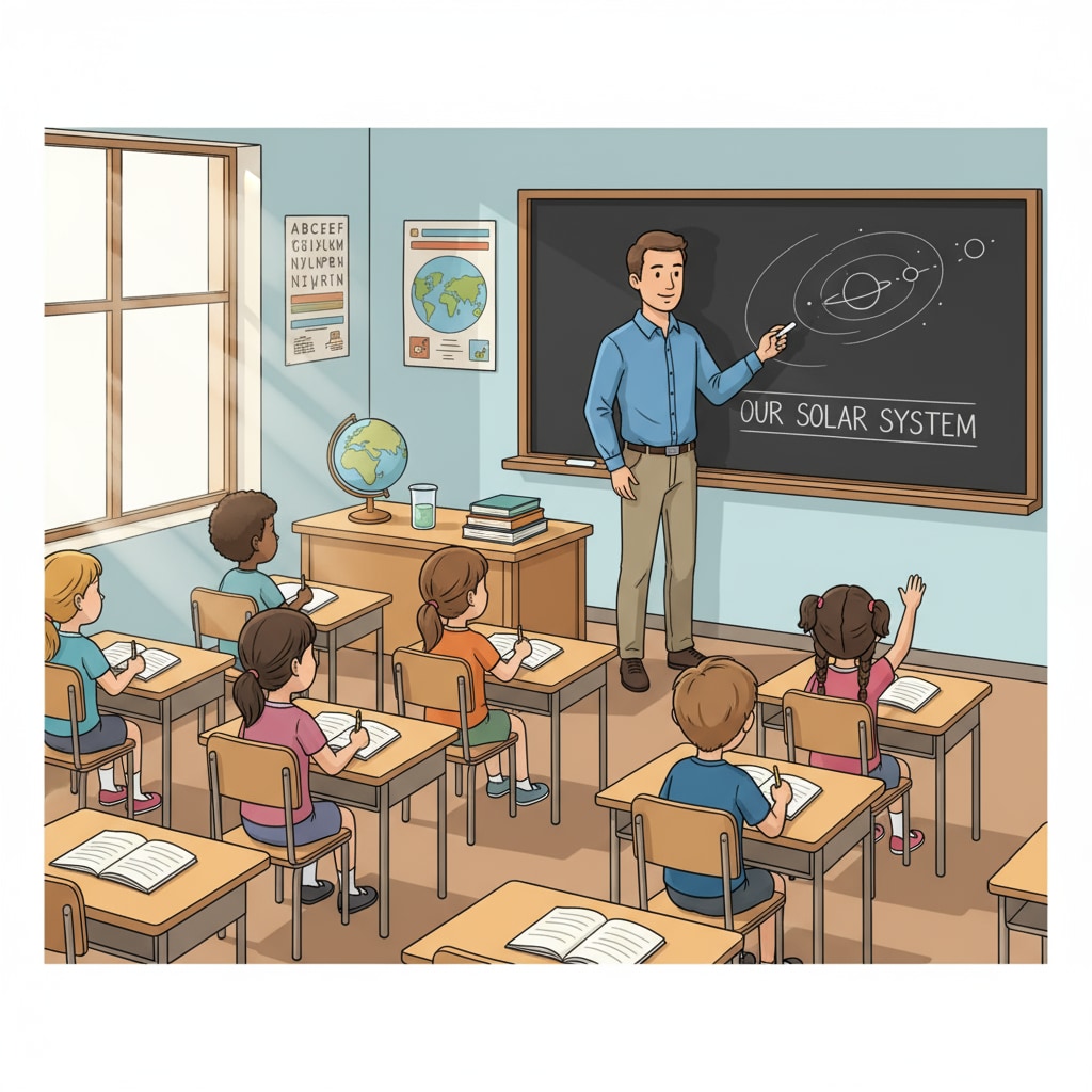 Traditional primary education classroom setup related to educational innovation, curriculum design, and teaching methods