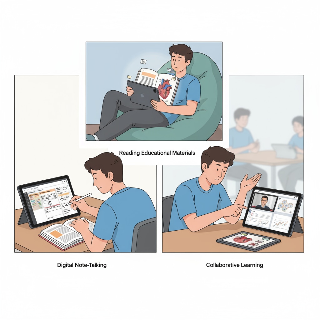 Students using Xiaomi Pad 7 and iPad Gen 11 for high school learning tasks.