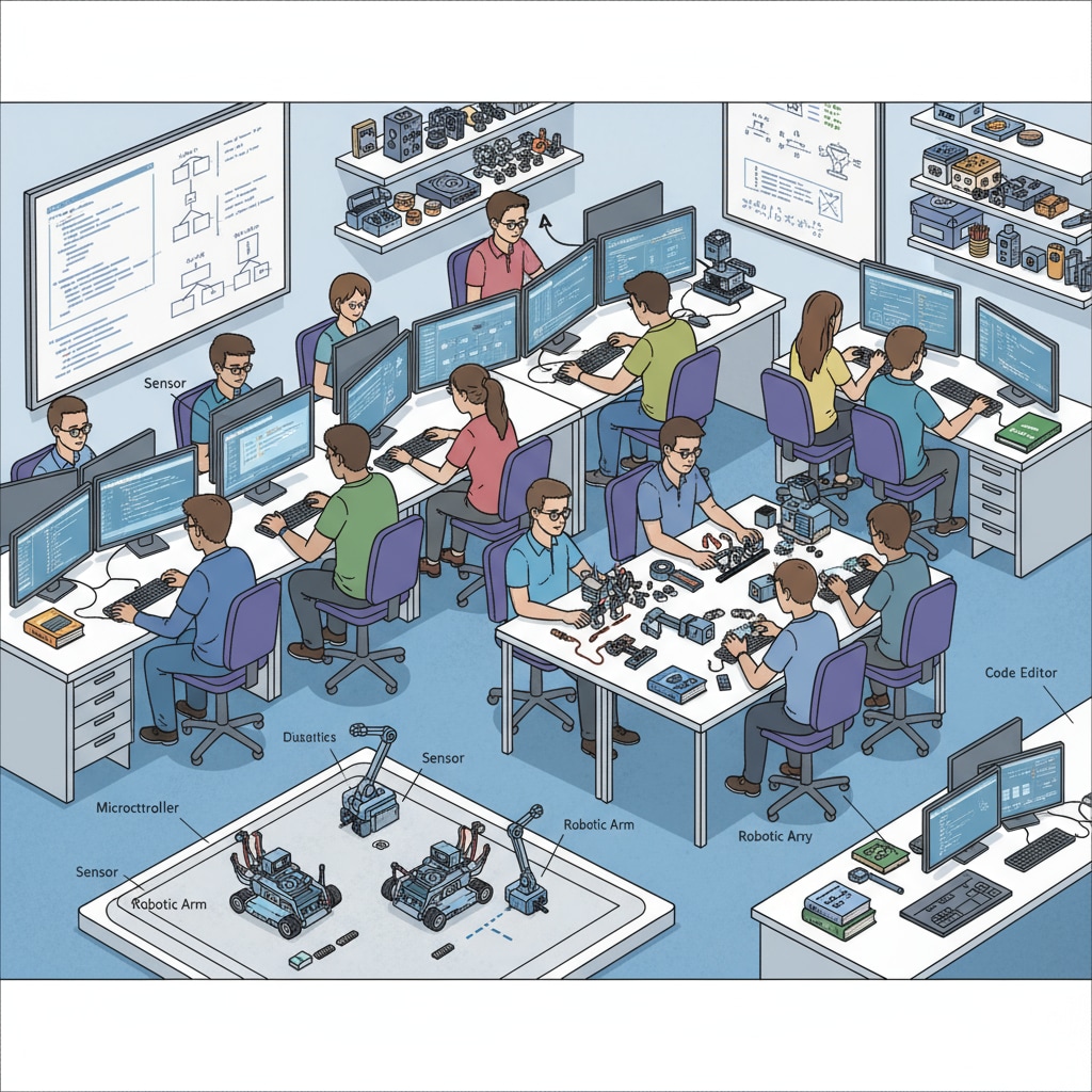 Computer science laboratory scene relevant to robotics education for students aiming for a Robotics Master's degree