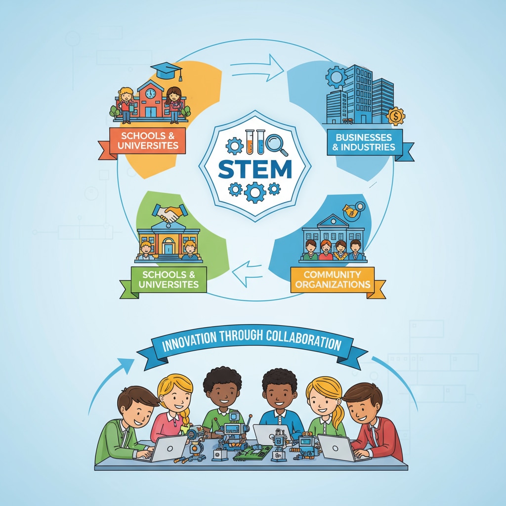 Visual of institutions collaborating for STEM education curriculum development