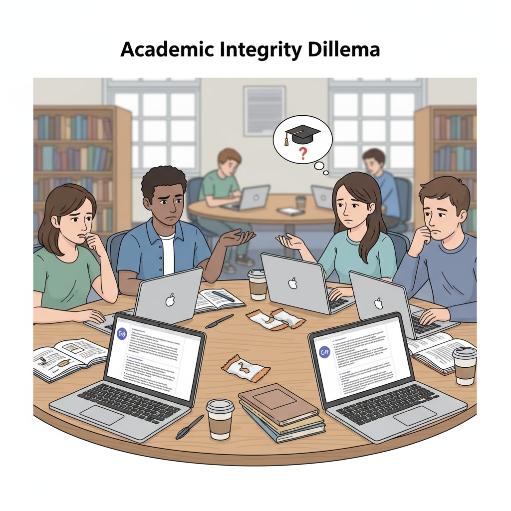 Students using ChatGPT and showing concerns about academic integrity