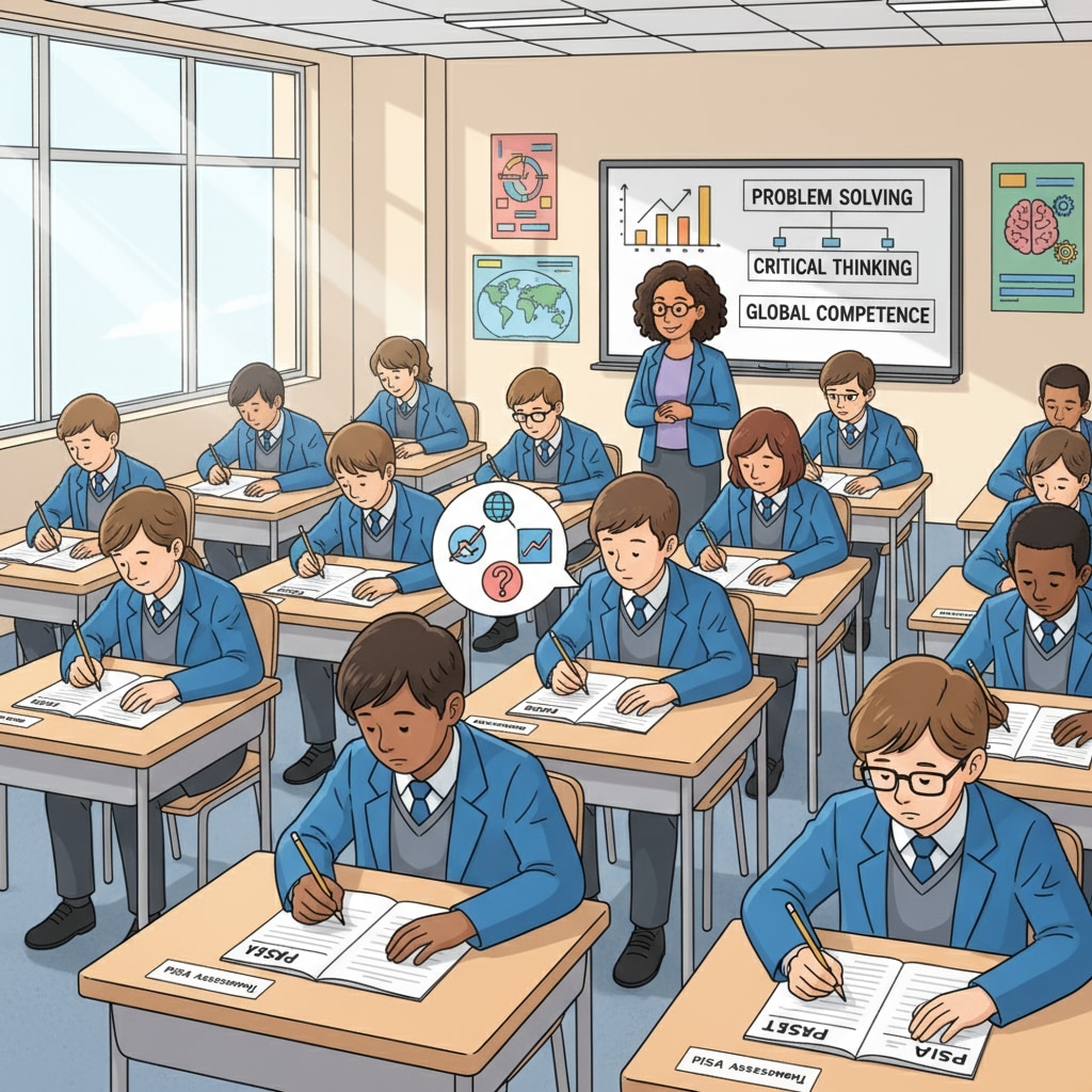 A group of students taking PISA assessment in a classroom
