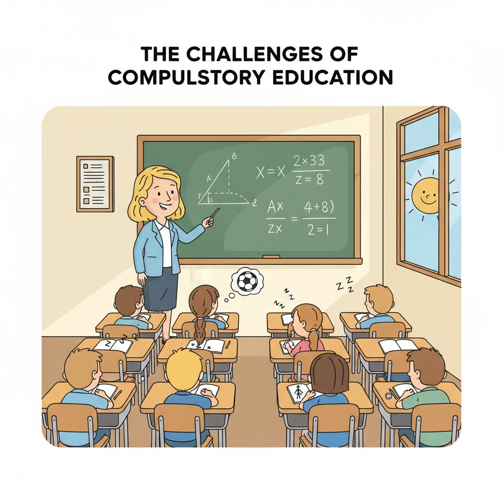 A classroom showing the issues of compulsory learning in the school system