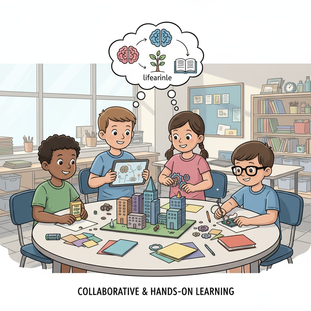 Students collaborating on a project, demonstrating lifelong learning in K12