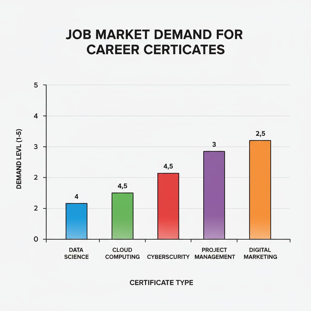 Graph showing the demand for career certificates relevant to employment value and educational investment