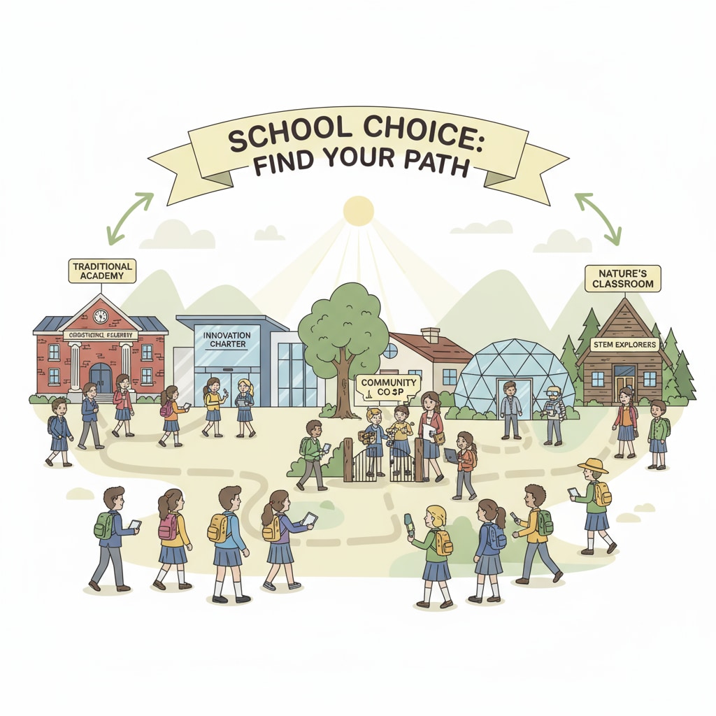 An image representing school choice options for students in the context of conservative views on education policy.