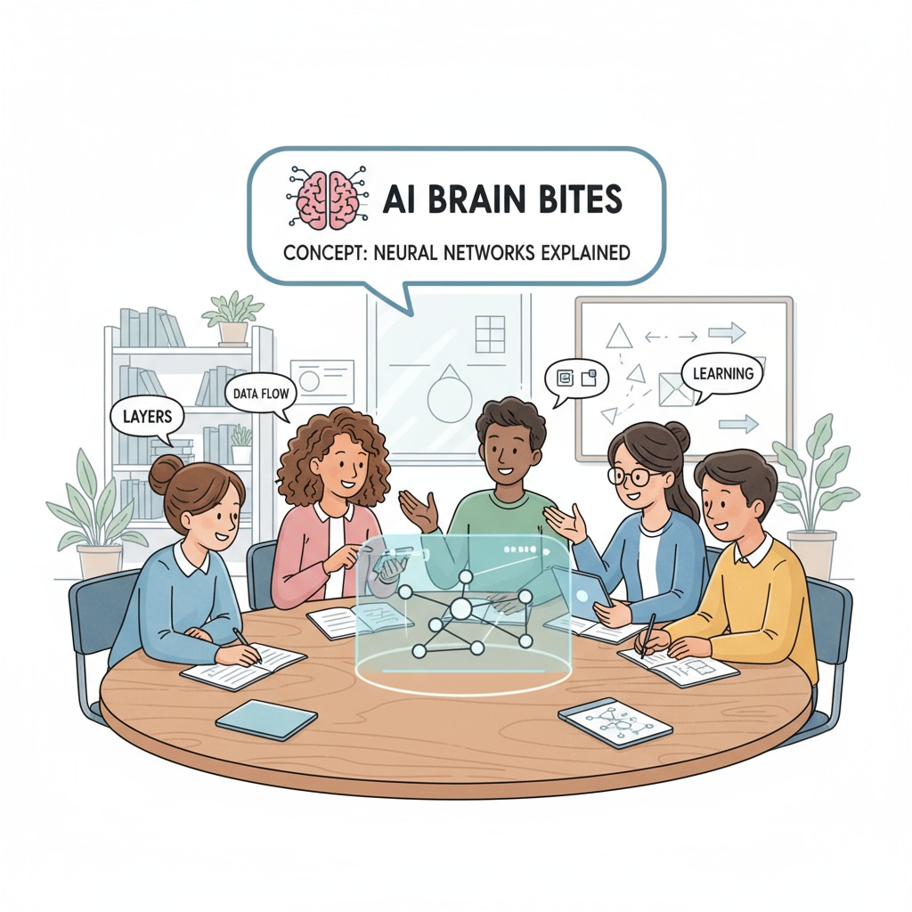 Students discussing educational concepts inspired by AI Brain Bites to enrich their learning experience.