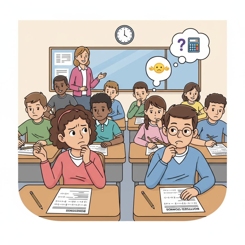 Students taking a test with potential invisible outlier situations related to dataset, test scores, and distribution representativeness