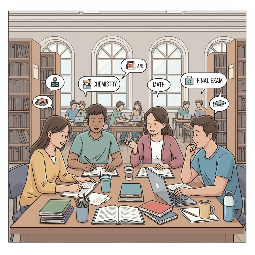 High school students studying in a library for baccalauréat preparation