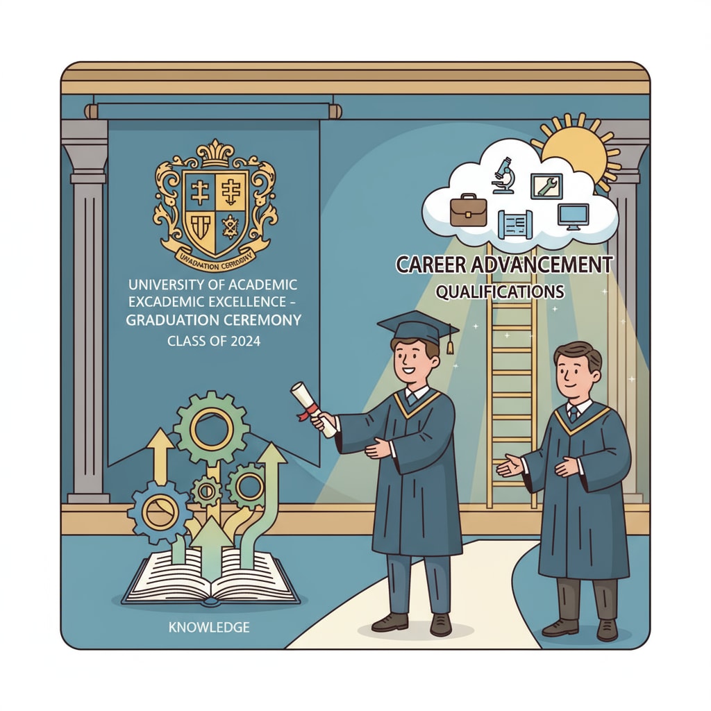 Student graduating with a degree certificate related to education requirements, career development, and continuing education