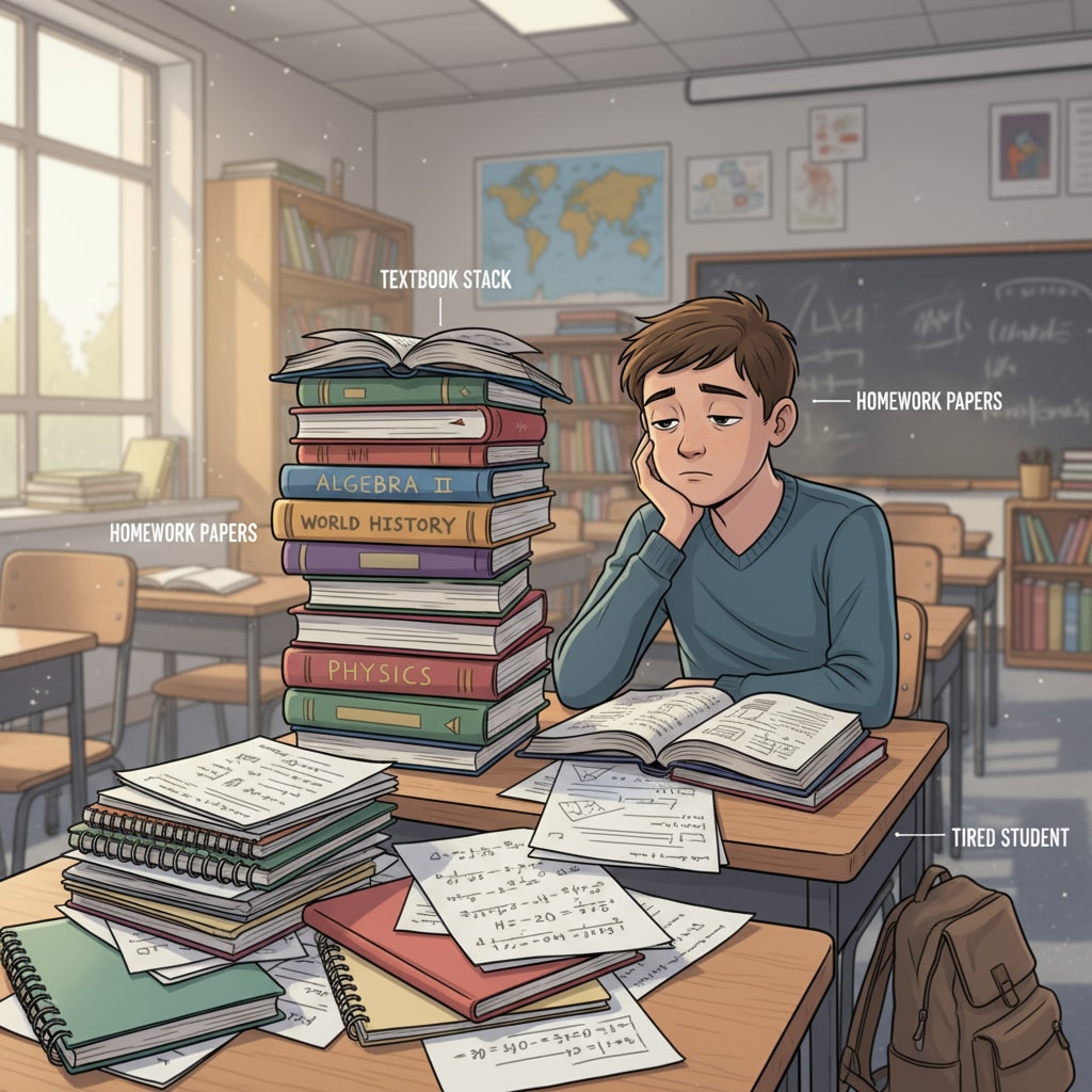 Student burnout due to traditional homework, highlighting the need for alternatives