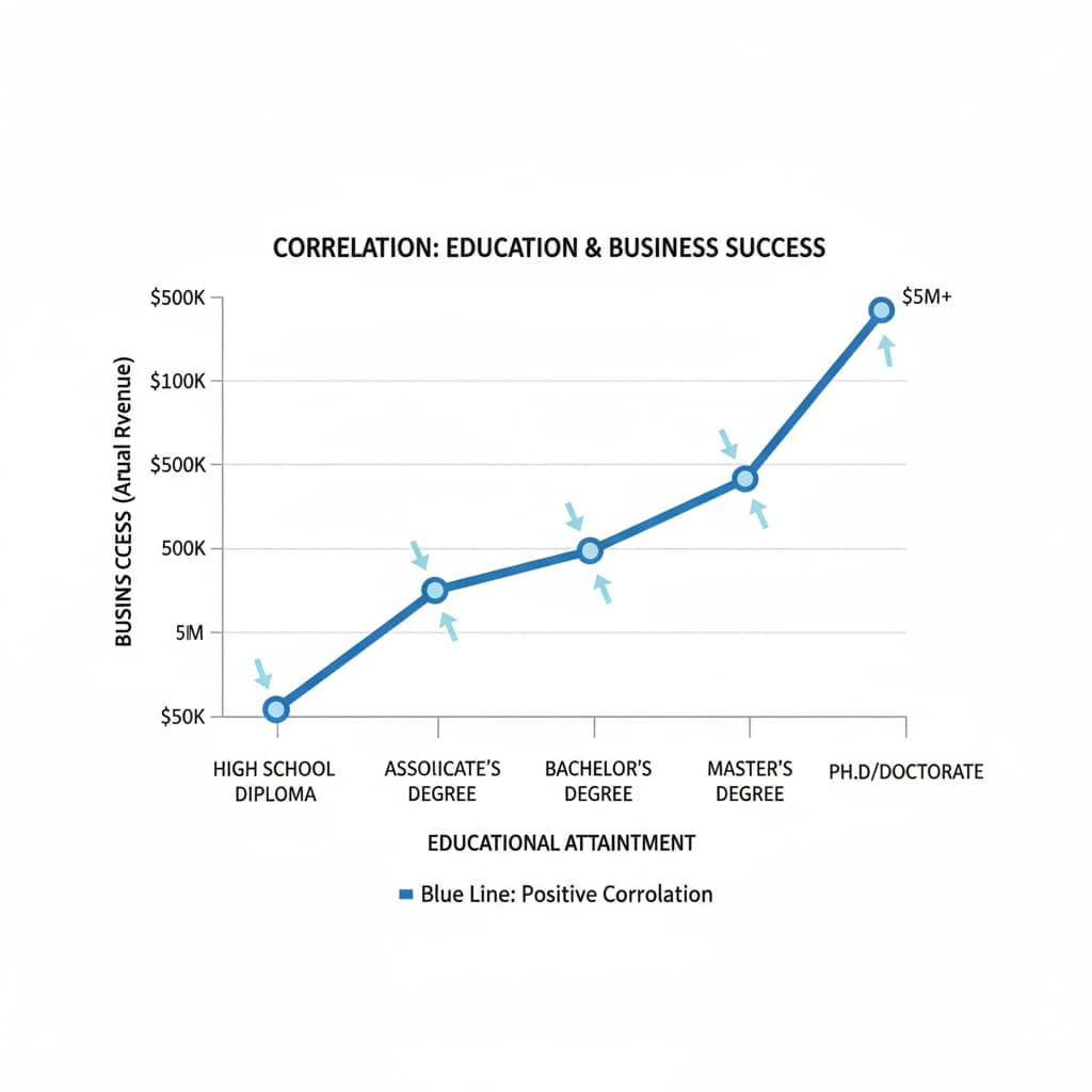 Graph demonstrating the importance of education, like a high school diploma, for career security in business