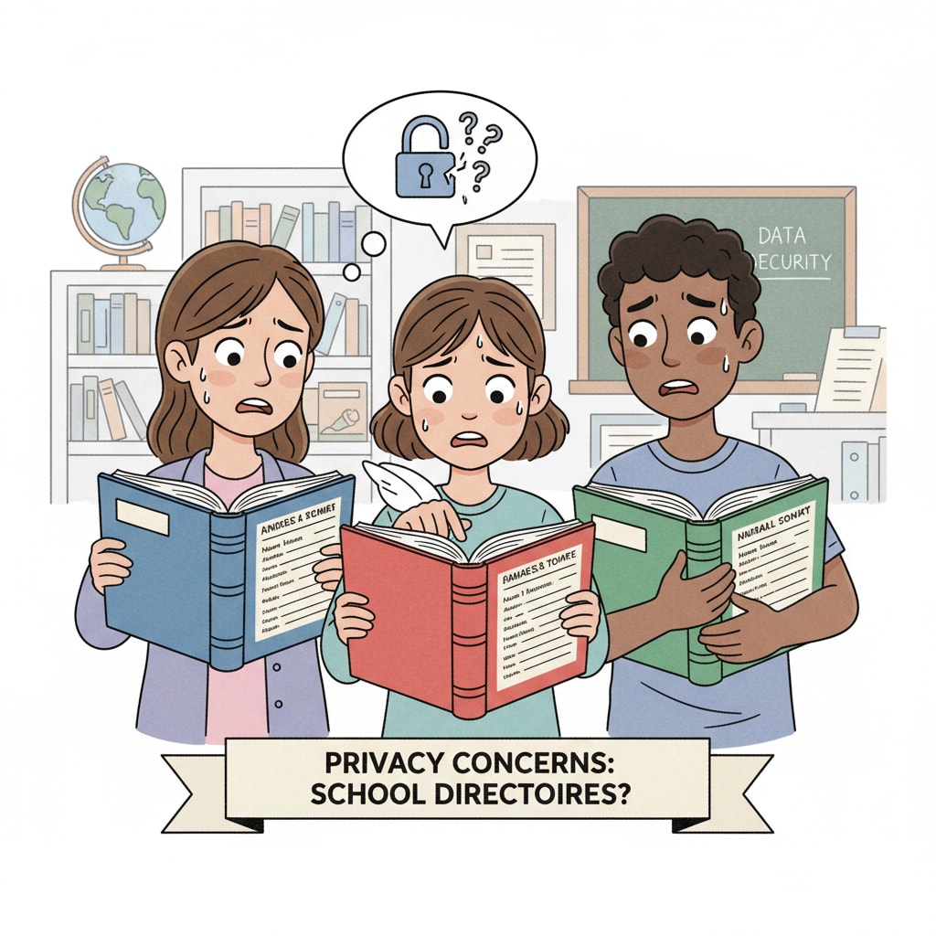 Students worried about school address book privacy involving family information and maternal abandonment.