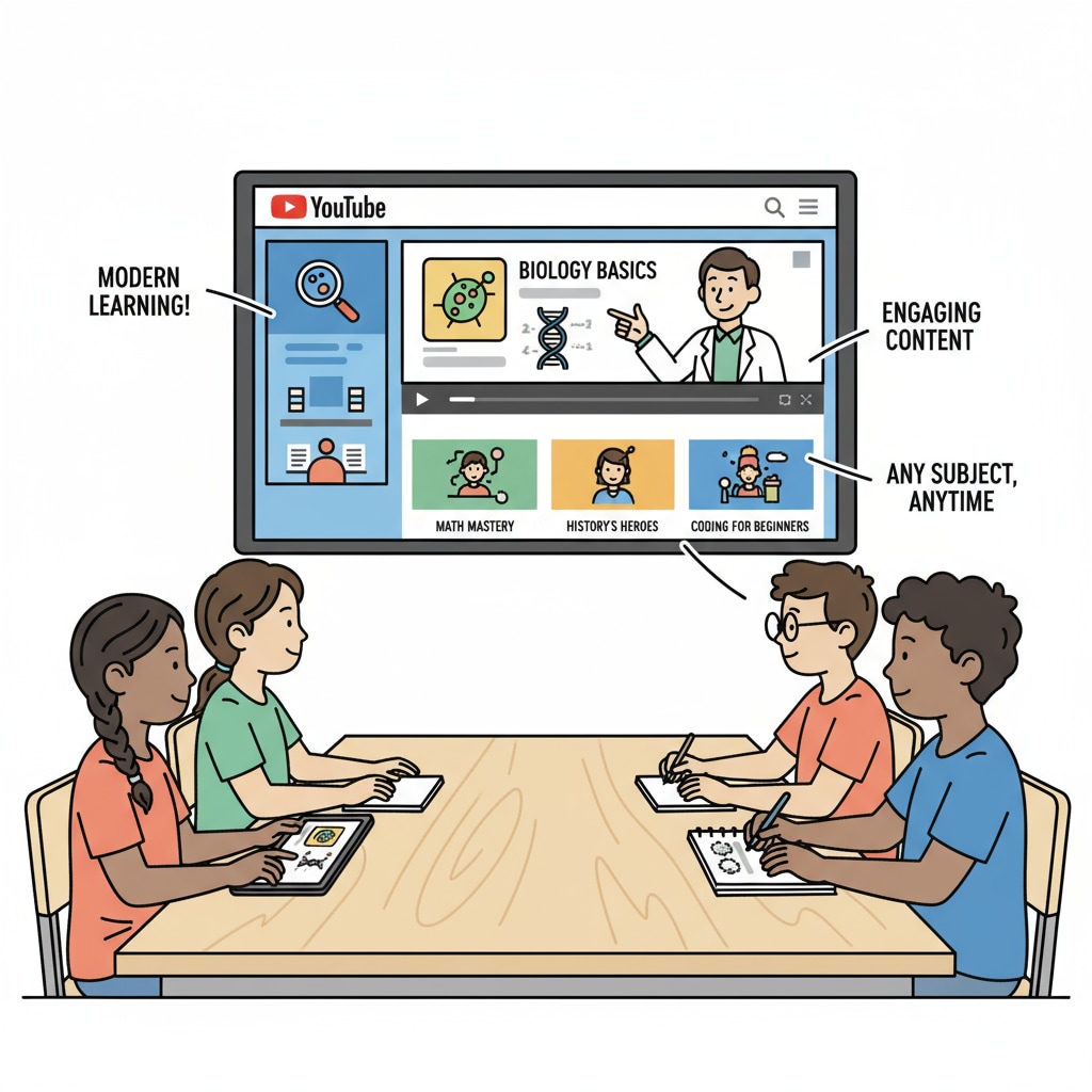 Students watching YouTube educational content for K12 learning