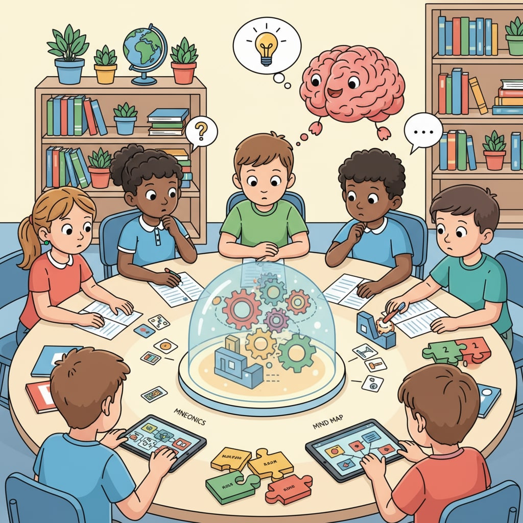 A group of K12 students attentively looking at educational materials, which may help with memory development K12 students engaged in activities for memory development