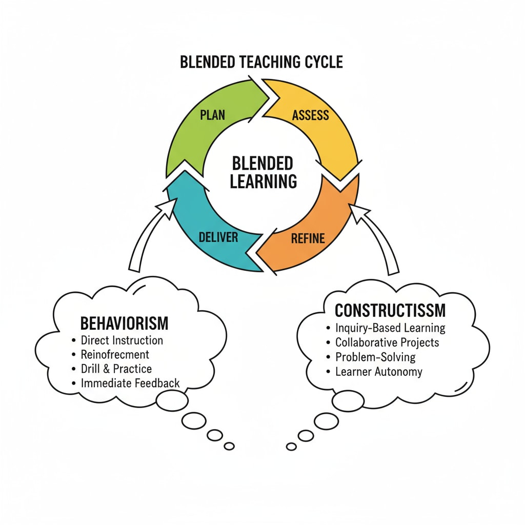 Educational theories supporting the blended teaching cycle of delivery and facilitated learning