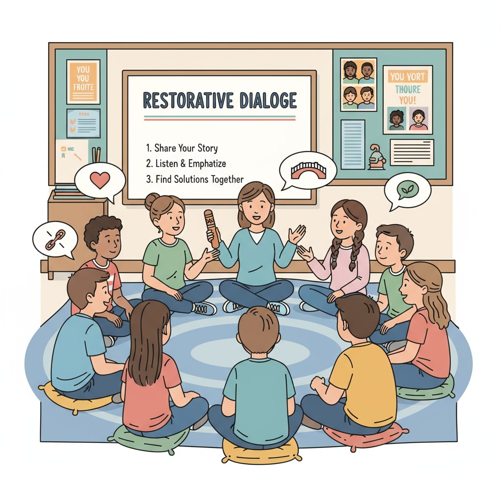 Students engaged in restorative dialogue related to school discipline, parental demands, and restorative discipline