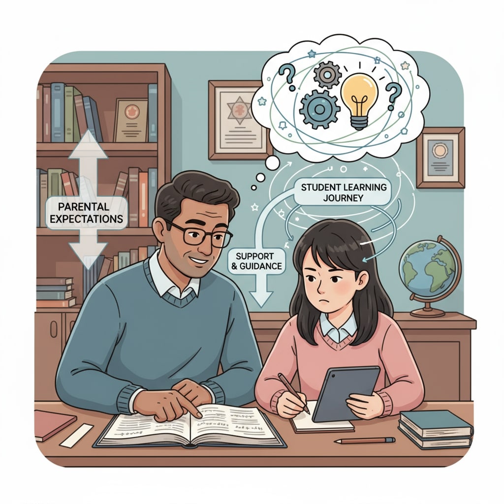 A parent and high school freshman discussing calculus, related to high school education, parental expectations, and educational intervention.