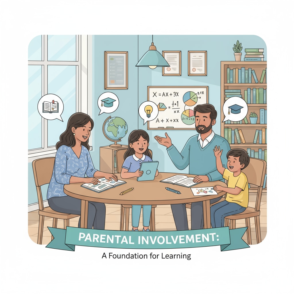 A scene where non - white parents and their children are engaged in a conversation about educational matters, highlighting the importance of parental involvement in education. Non - white parents and children discussing educational investment and its relation to curriculum