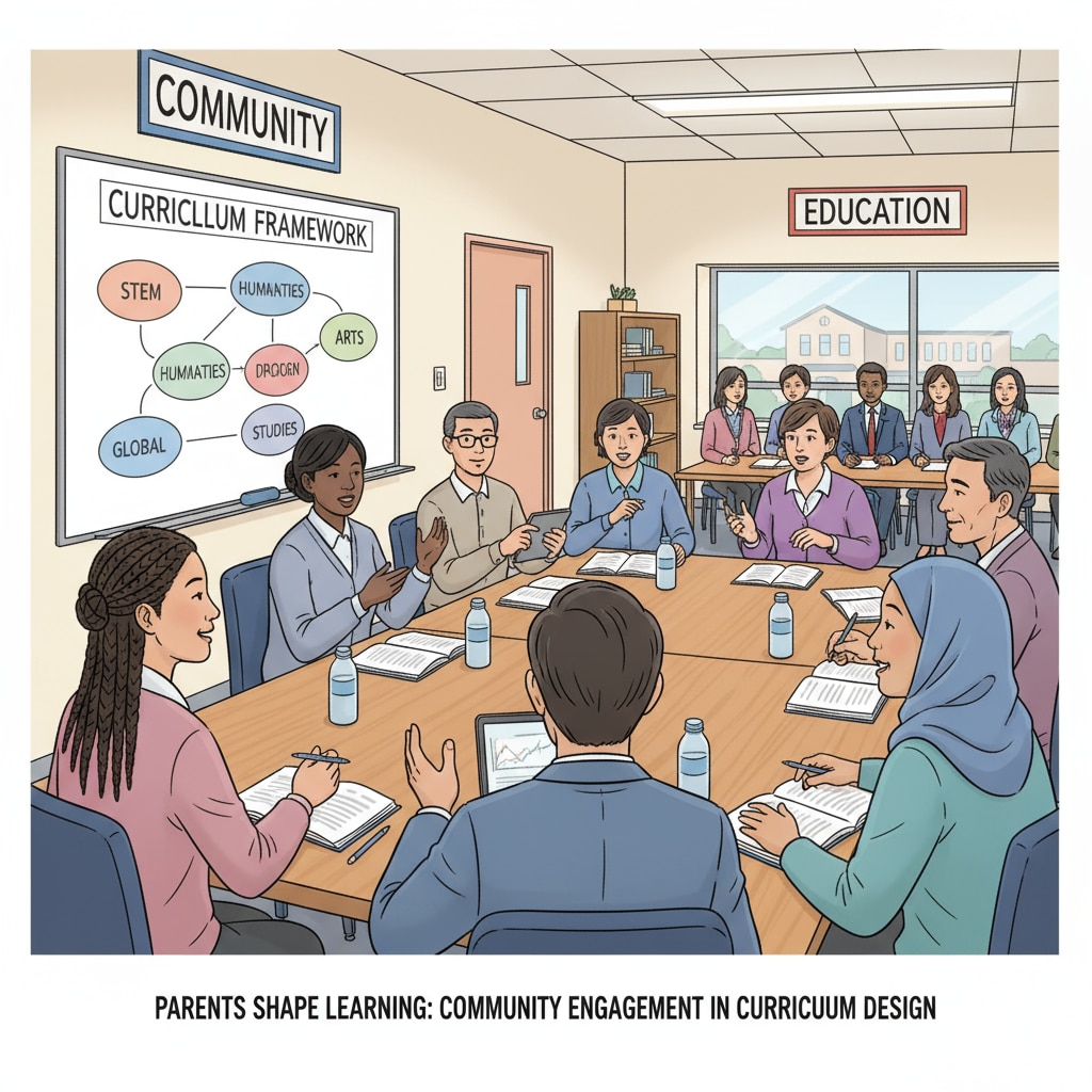 A group of non - white parents attending a school committee meeting, actively participating in discussions about curriculum design and voicing their opinions. Non - white parents at a school committee meeting for curriculum related discussions