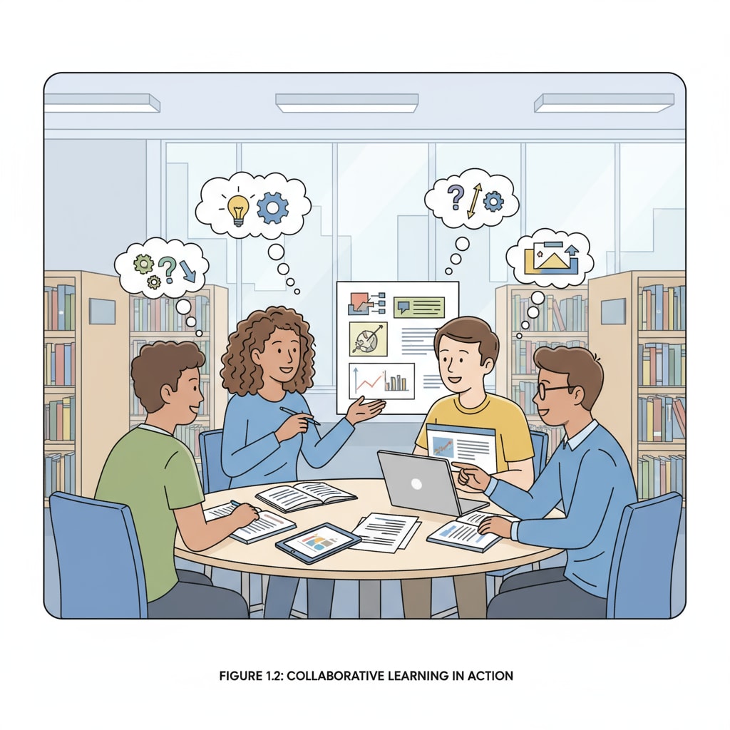 Students demonstrating collaborative learning skills for education, lifelong learning, and success