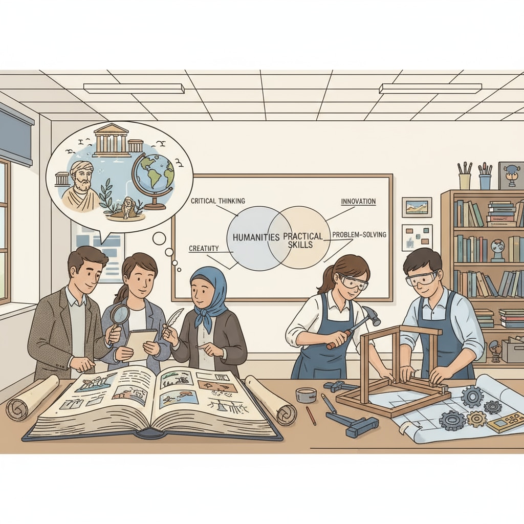 Students in a K12 classroom exploring humanities and practical skills