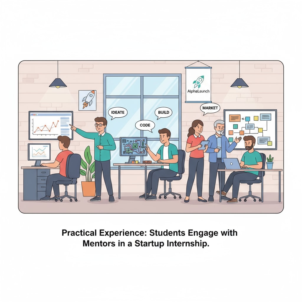 Students participating in an internship program for entrepreneurial learning in K-12