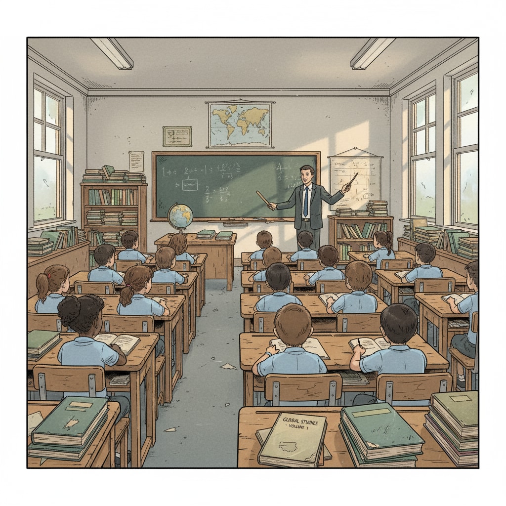 A public school classroom with limited resources as a result of school choice affecting education policy from a conservative perspective