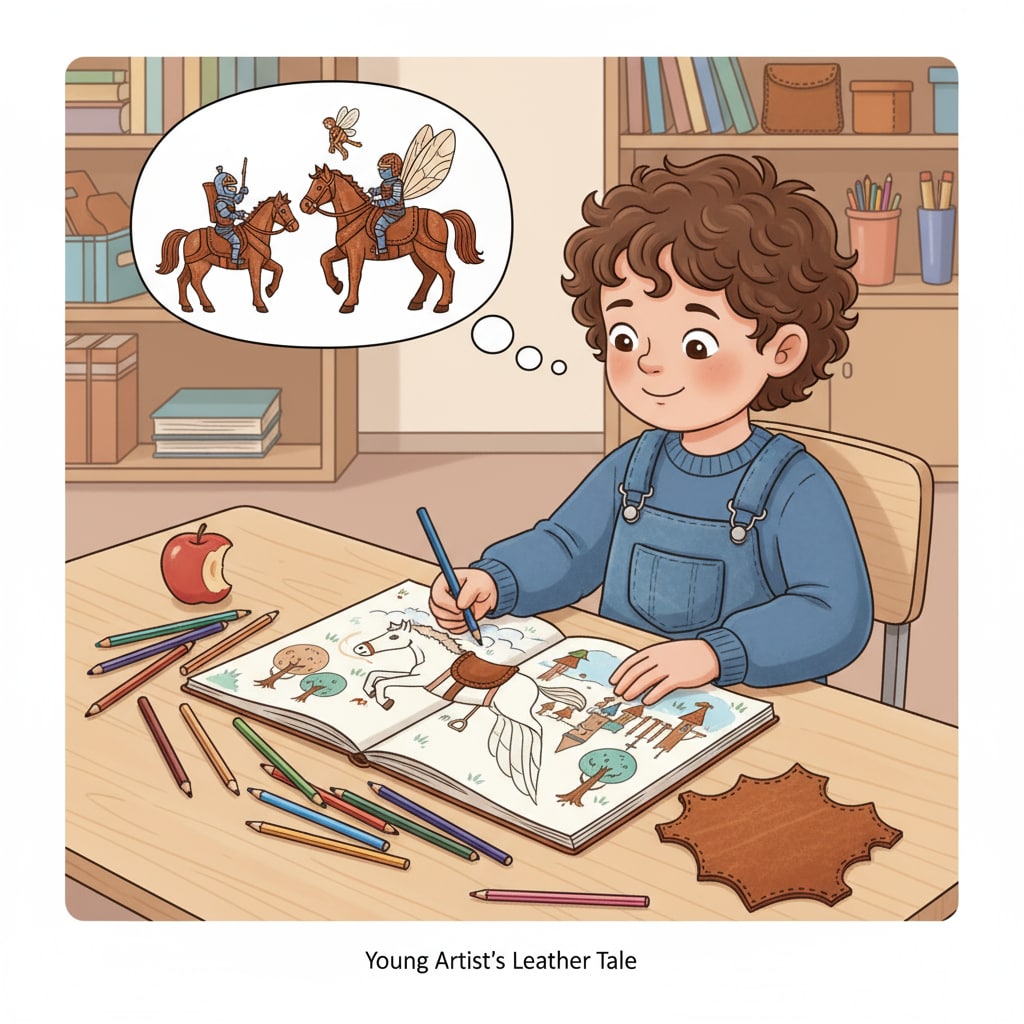 Child's creativity inspired by leather and fairy tales