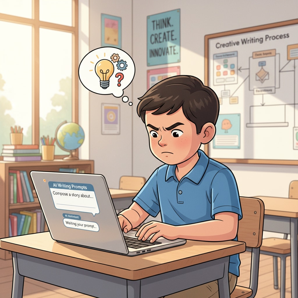 Student practicing prompt writing for an AI system