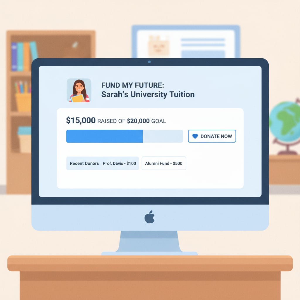 GoFundMe page for student tuition donation request
