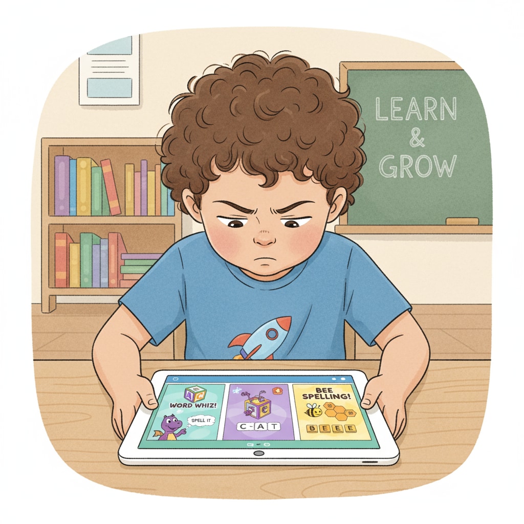 A child using educational spelling apps for ADHD
