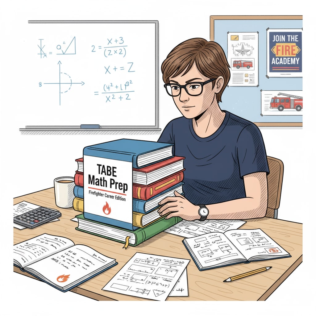 Person refreshing math knowledge for the TABE test relevant to firefighter and EMT training