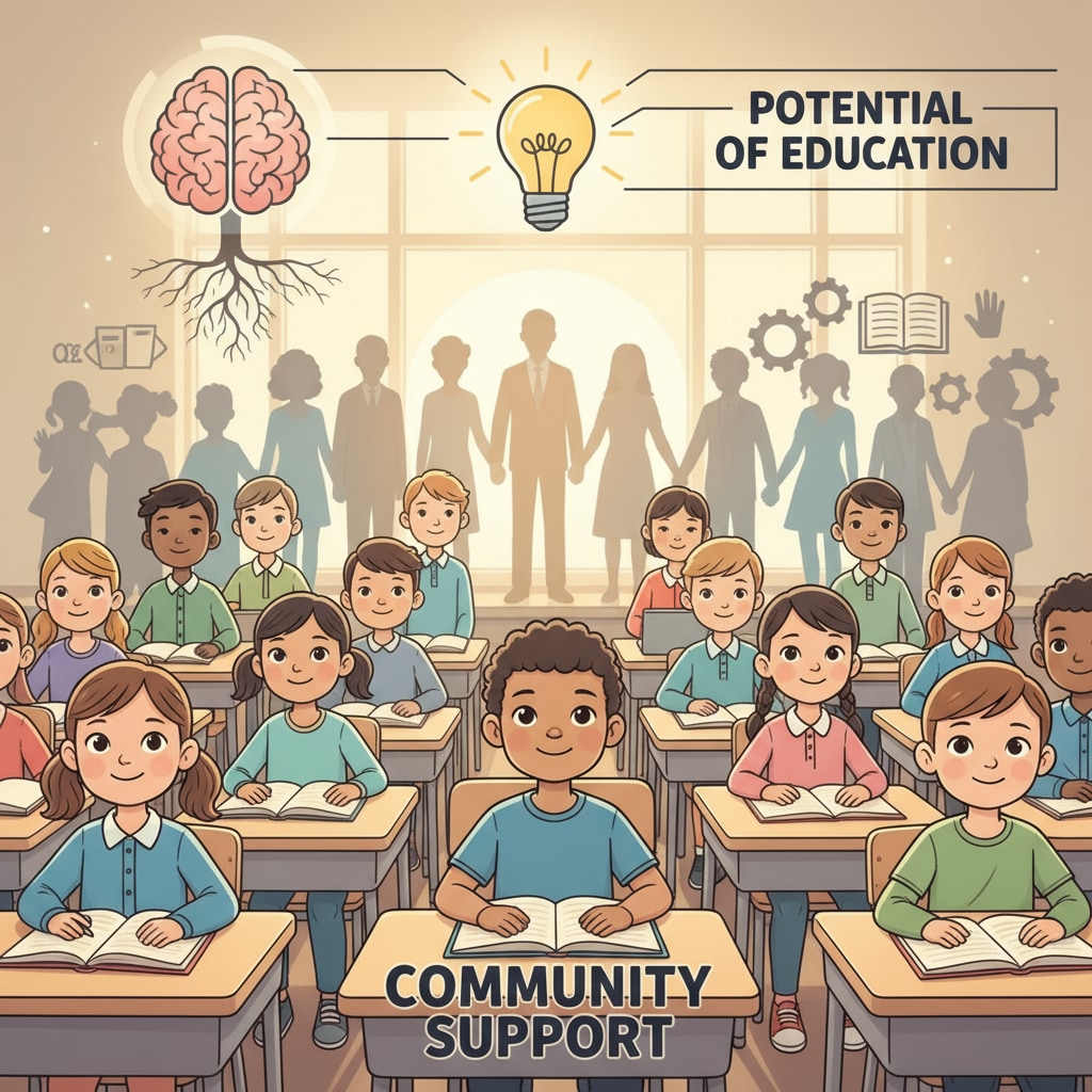 A group of students looking hopeful while sitting at desks in a classroom, representing the potential of education with the help of community support Students in a classroom with hope, related to tuition fees, financial hardships, and donations