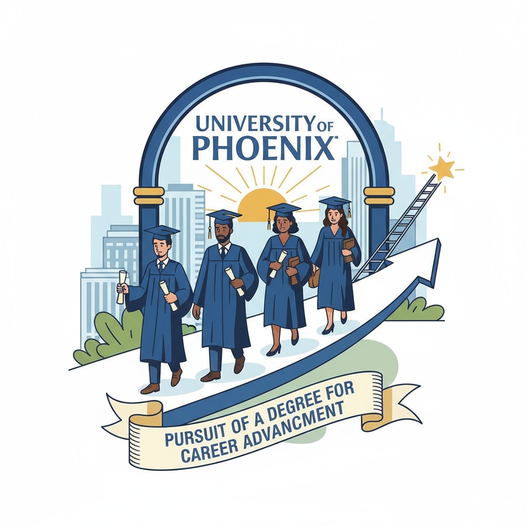 A representation of students graduating from University of Phoenix, symbolizing the pursuit of a degree for career advancement Students graduating from University of Phoenix for career development