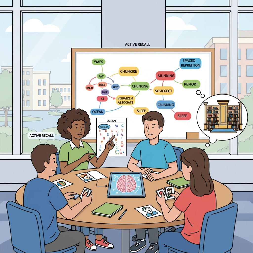A group of students studying together, showing their engagement in learning activities related to memory improvement Students engaged in memory improvement learning activities