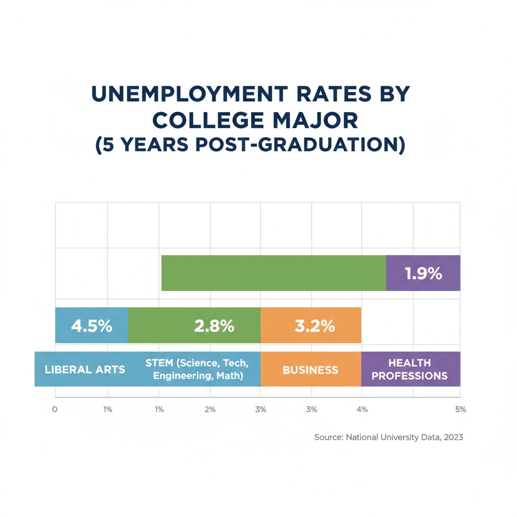A graph showing the unemployment rate of liberal arts graduates compared to other majors. Unemployment rate comparison of liberal arts graduates with other majors highlighting employment dilemmas.
