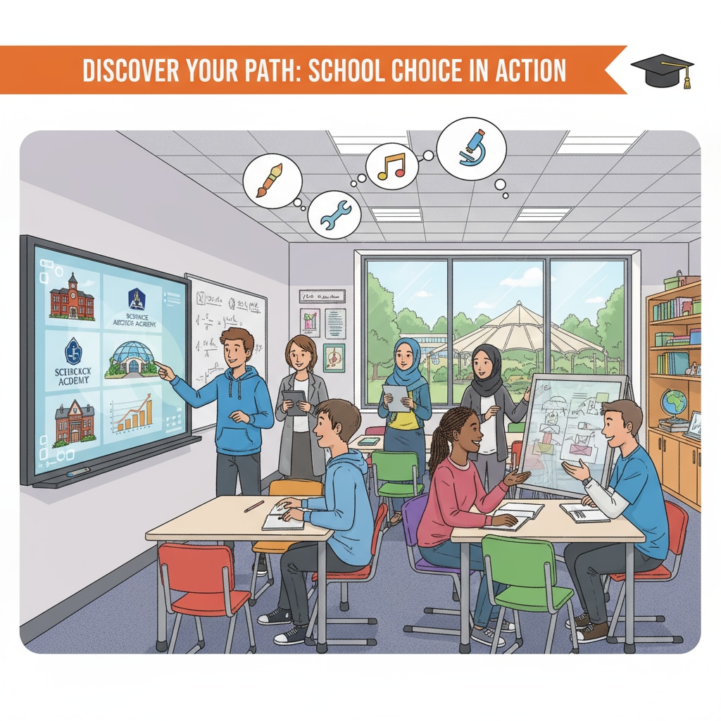 A group of students discussing in a modern classroom, representing the potential of school choice to offer diverse educational environments Students in a modern classroom related to school choice, conservatives, and education policy