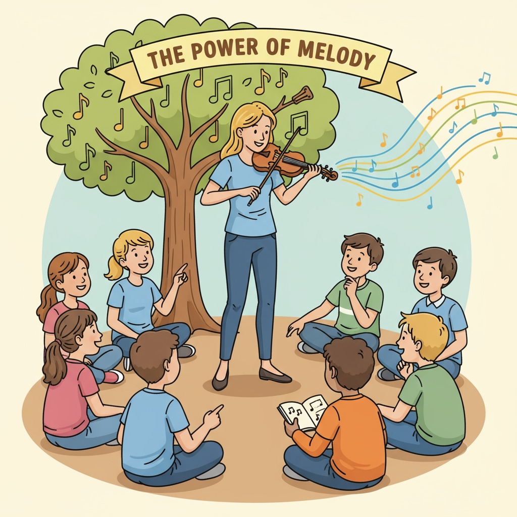 Students attentively listening to a violin performance to improve sound perception