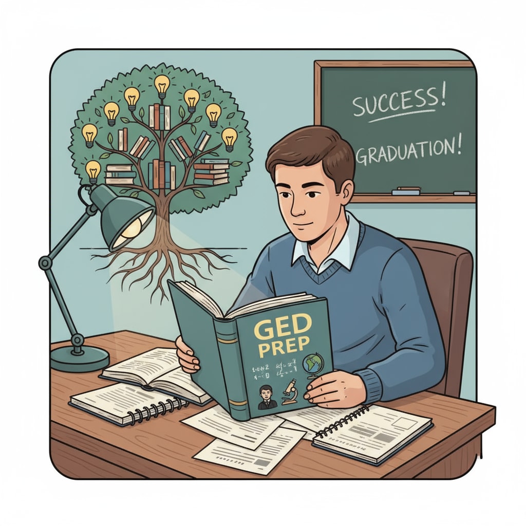 A person studying for the GED test at home related to high school diploma, GED, and educational choices