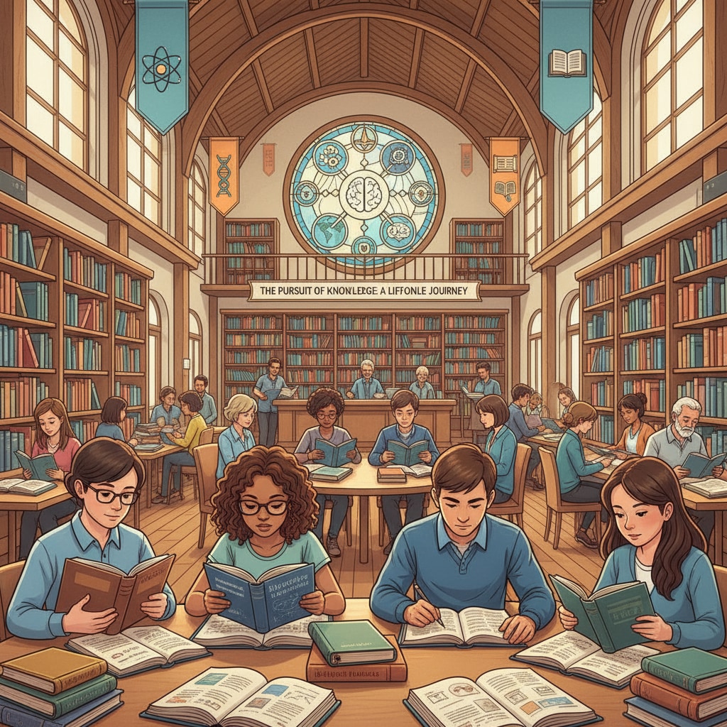 Students in a library, showcasing the self-driven nature of lifelong learning within the context of formal education and cultural awareness