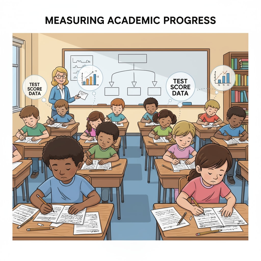 Students taking a test in a classroom, with papers and pencils on their desks, representing the source of test score data Test scores data collection in a K12 classroom, related to data analysis and outlier handling