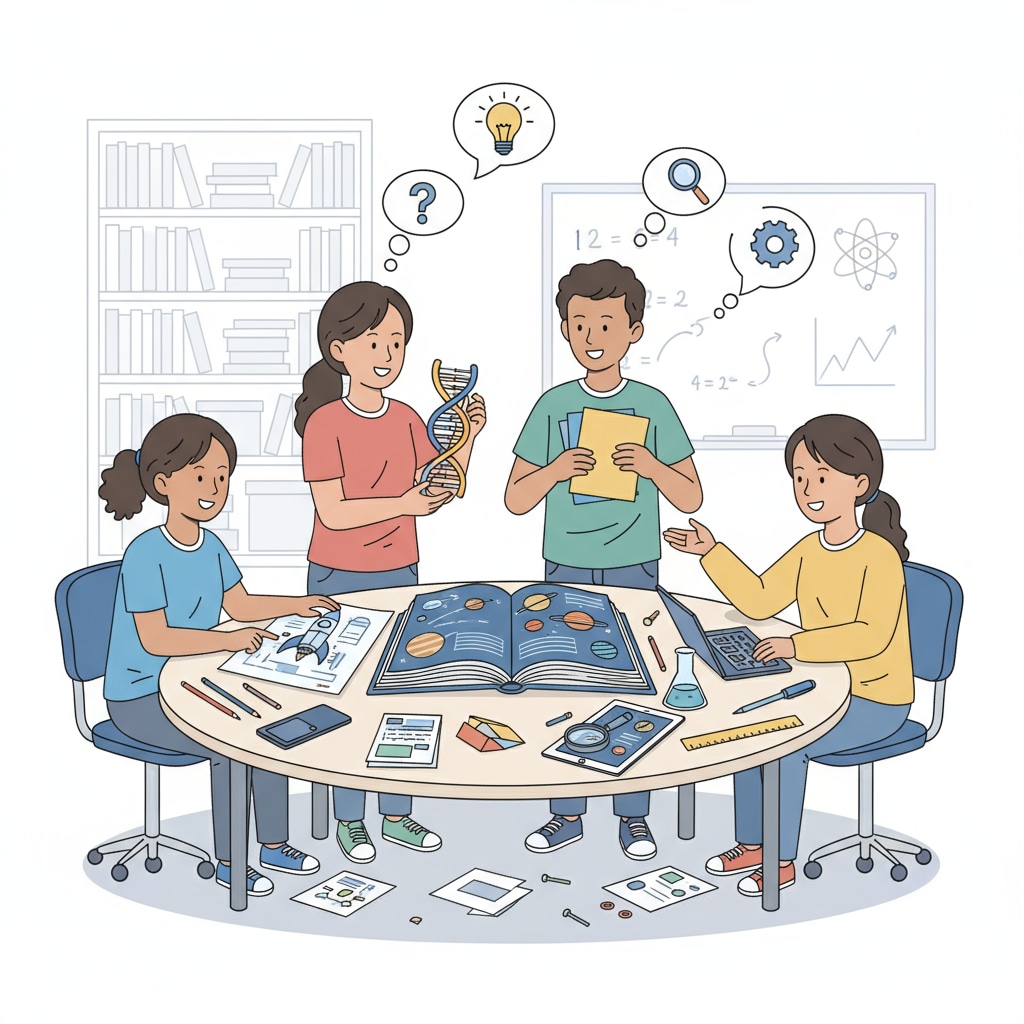 A group of students are collaborating on a project, discussing ideas and sharing materials. Students engaged in collaborative project - based learning