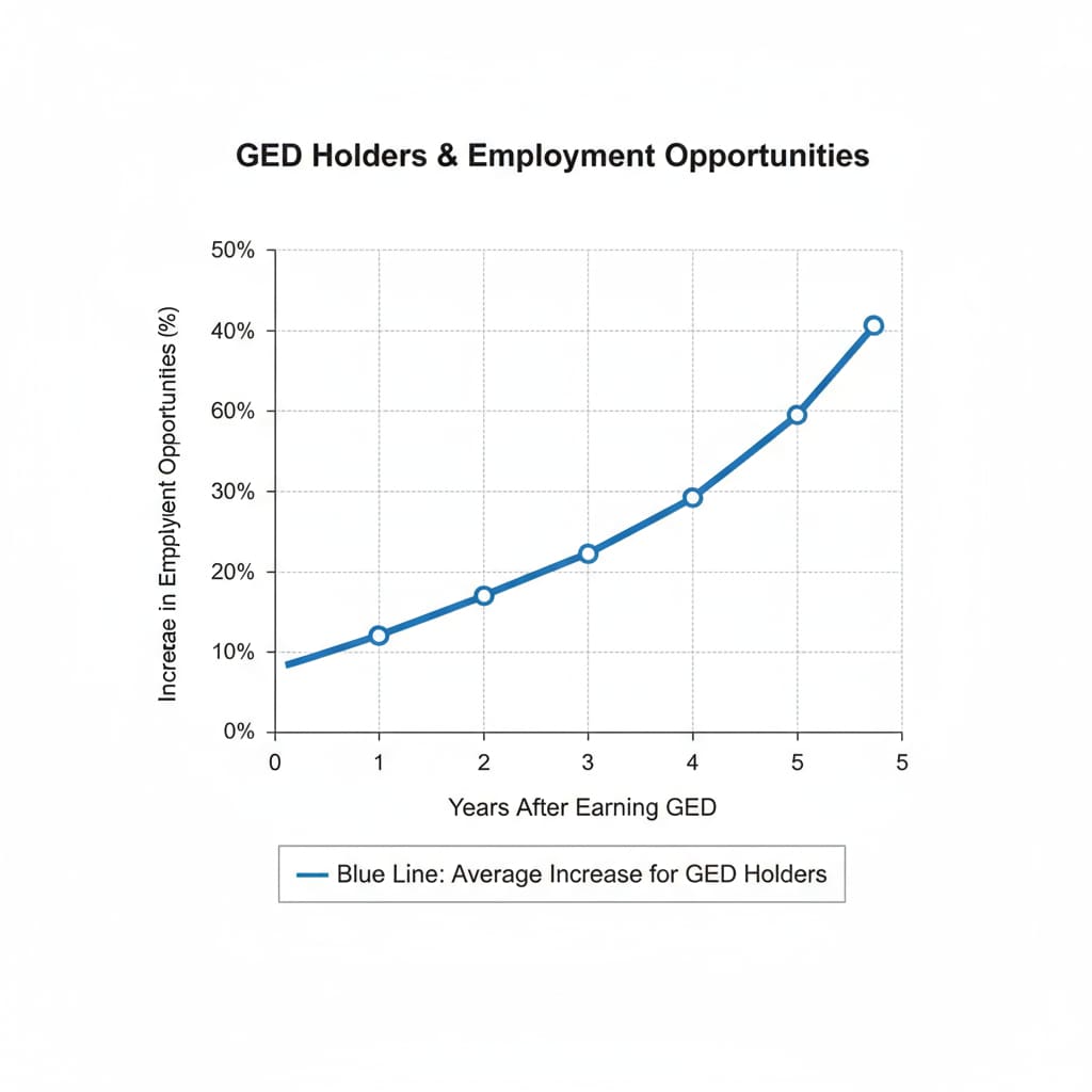 A graph showing the relationship between GED holders and increased employment opportunities Graph depicting GED holders and their enhanced employment chances