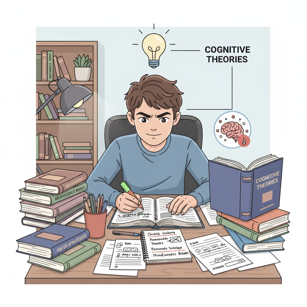 A student engaged in theory learning while dealing with attention deficit, exploring learning methods.