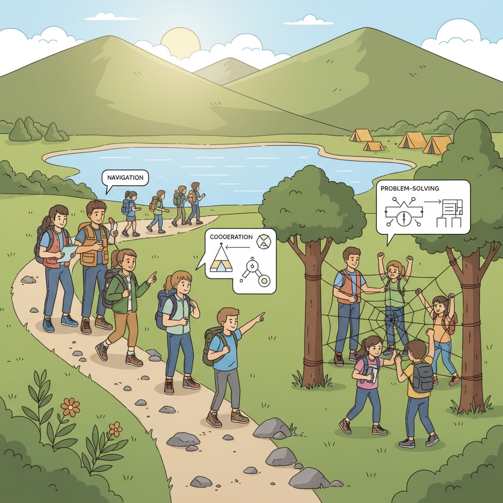 Students participating in outdoor education activities organized by Camp Ramah as part of school contracts