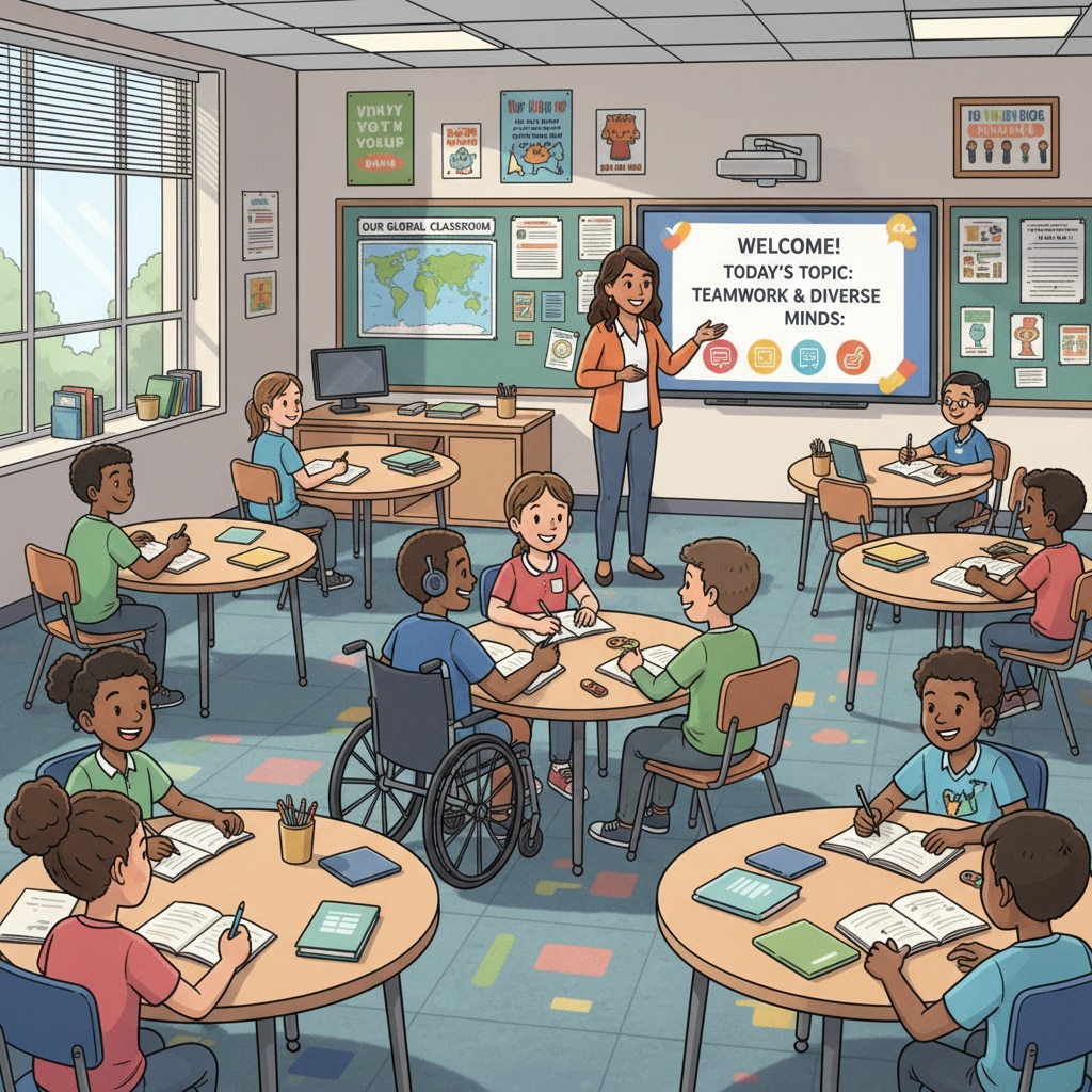 Students in a junior high inclusive education classroom with various learning needs