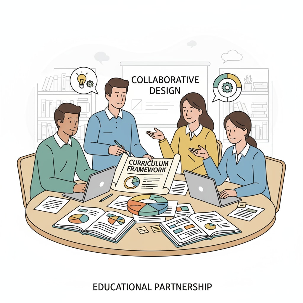 A group of educators engaged in a discussion about curriculum design, highlighting the collaborative nature of this field. Educators discussing curriculum design in the context of educational master's, career development, and curriculum design