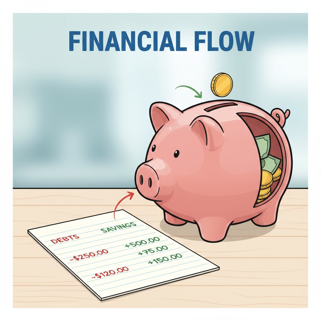 A picture of a piggy bank and a piece of paper with negative and positive amounts written to represent money owed and saved Piggy bank and money amounts for fourth graders' negative number understanding