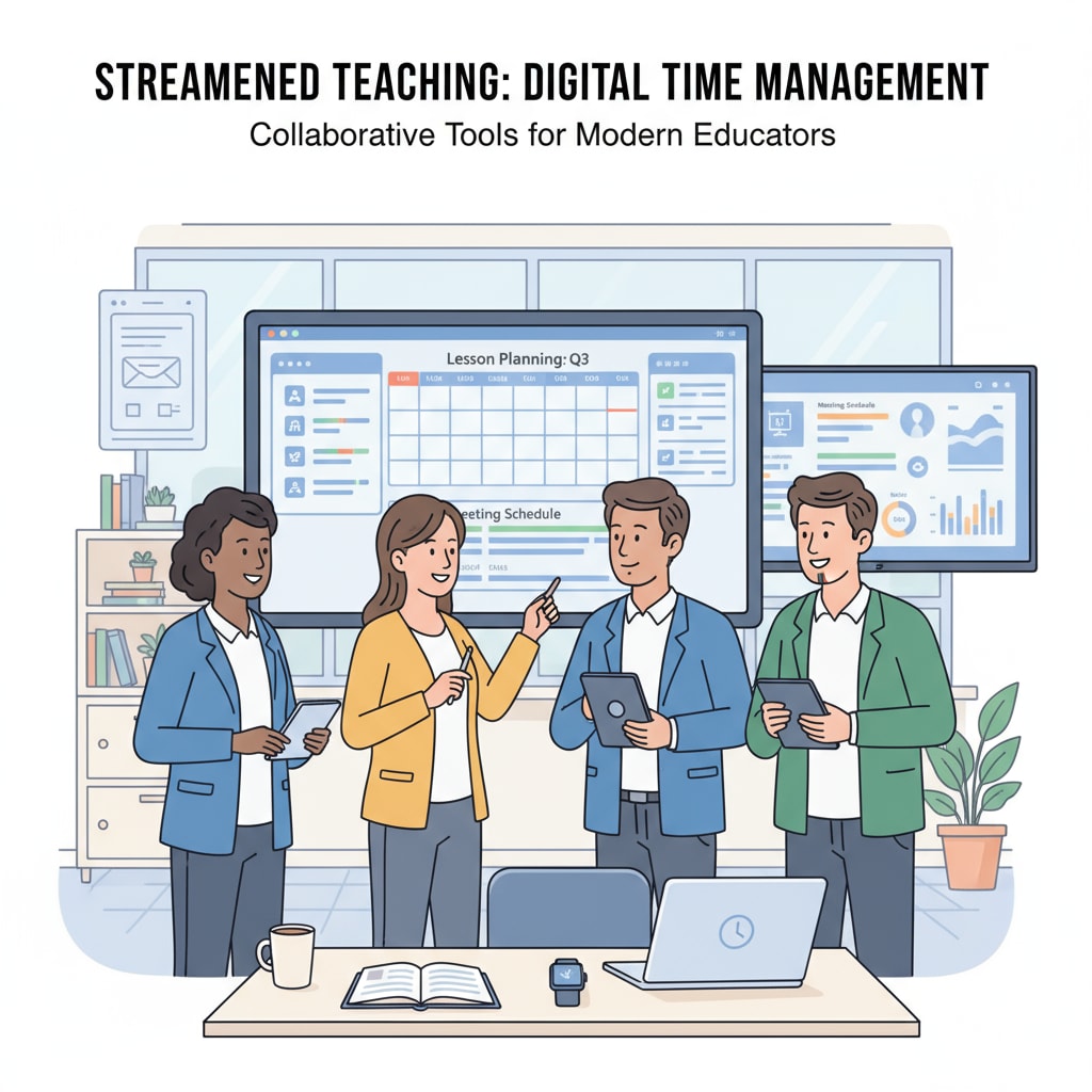 Teachers using teaching tools and educational technology for time management in a classroom.